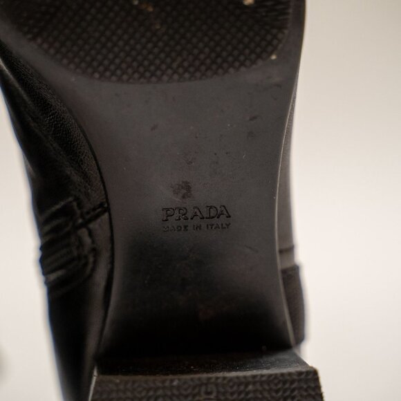 Vintage Prada Leather and Nylon Zip Up Ankle Boots - Picture 5 of 11
